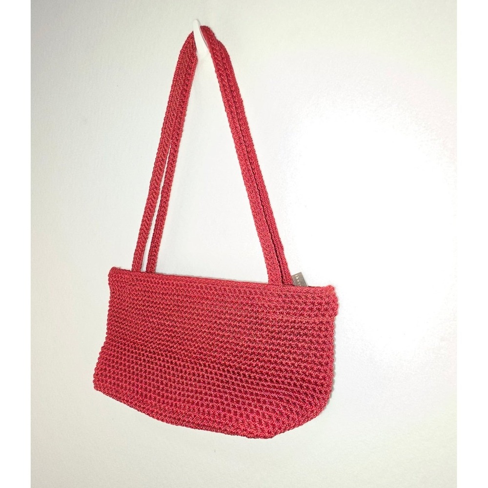 The Sak Red Crochet Small Shoulder Bag Summer Zip Top Handbag